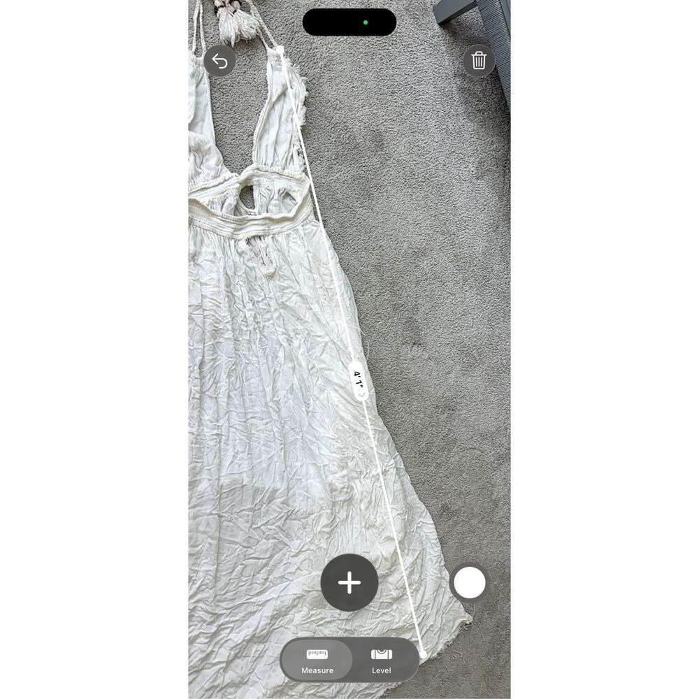 NWOT Free People Ivory Raw Hem Plunge Halter Maxi Dress | Boho Beach Goddess, Sm - Picture 6 of 10